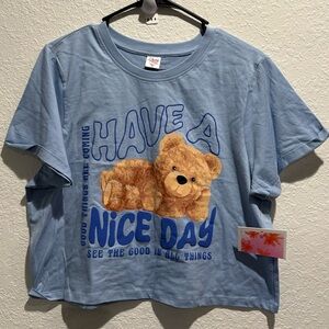 ELECTRIC PINK HAVE A NICE DAY SHIRT‎ WITH BEAR ** MEDIUM** NWT